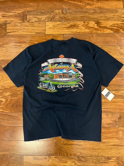 2003 Harley Davidson Blue Flames Atlanta Pocket Tee (XL)