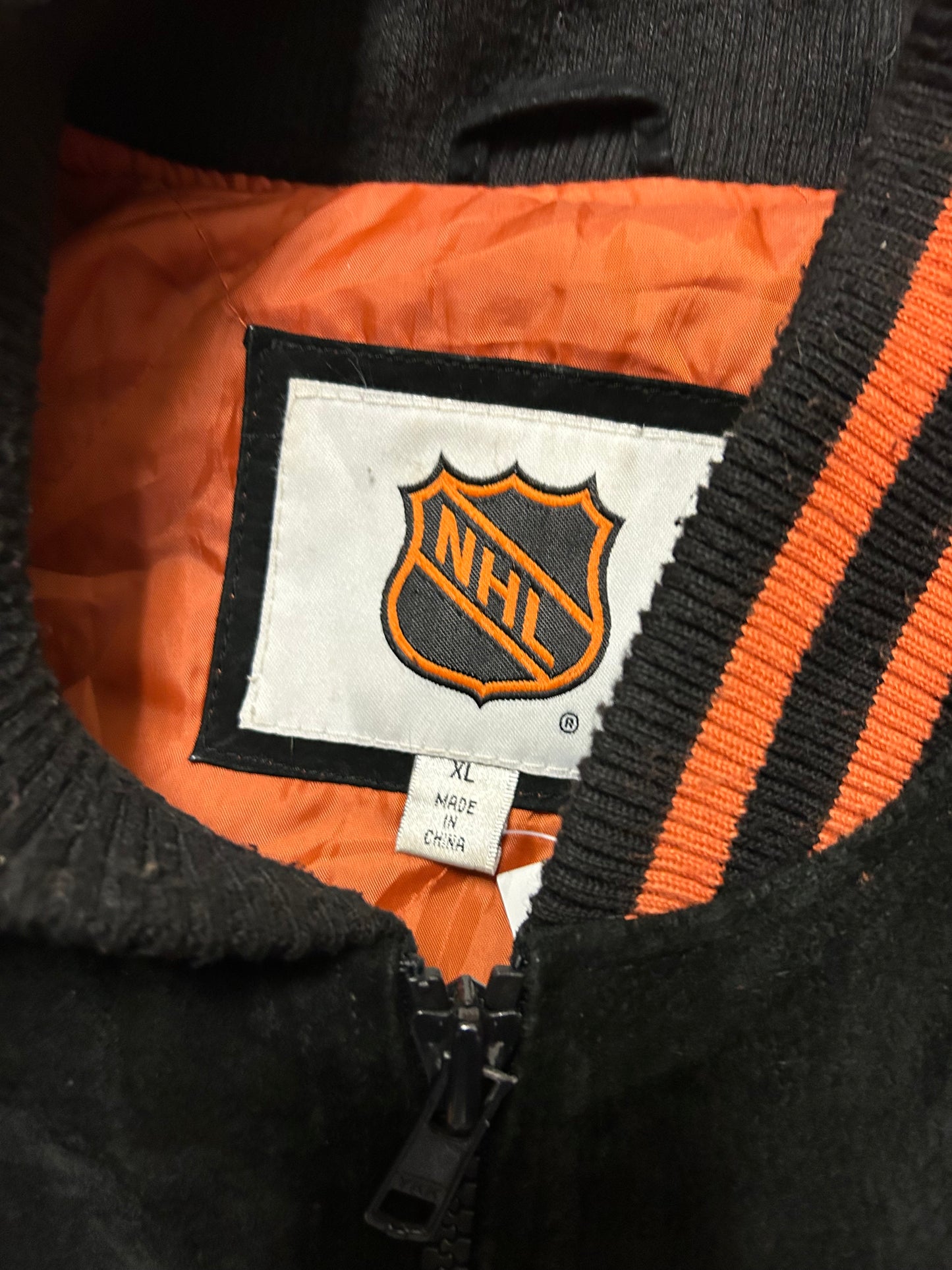 00s Philadelphia Flyers Vintage Suede Stained NHL Jacket (L)
