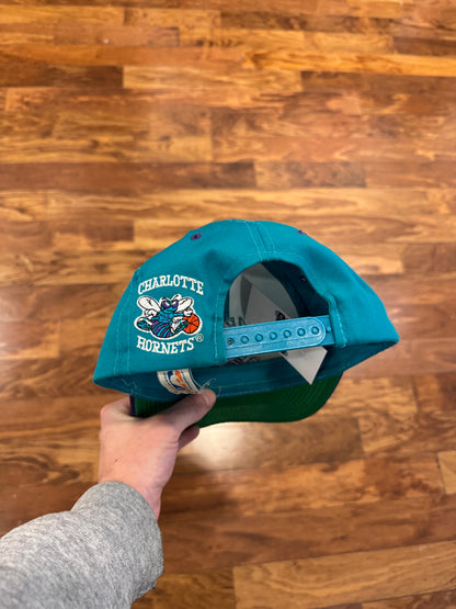 90s Charlotte Hornets Teal Hugo Logo Hat (OS)