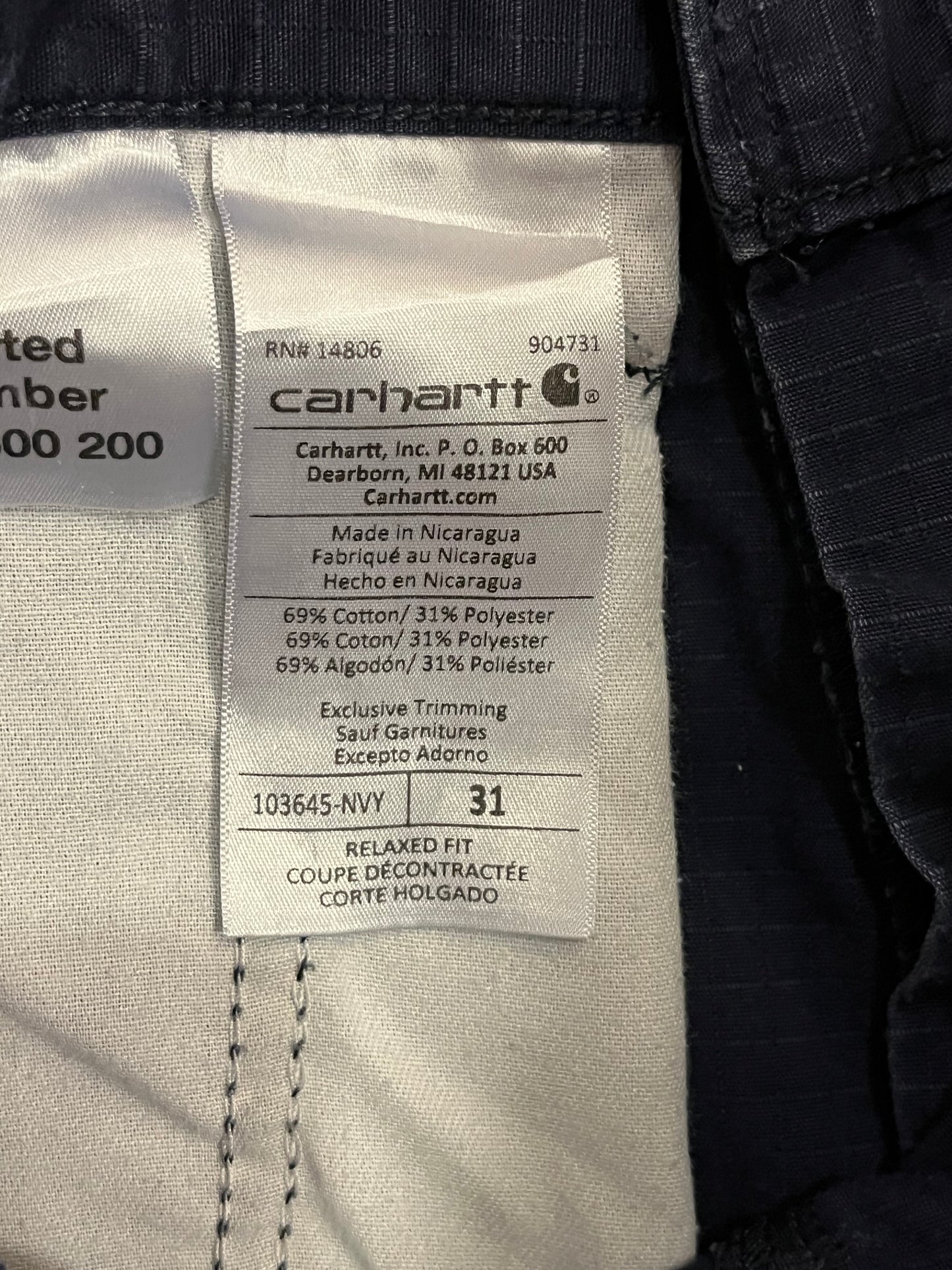 Carhartt Navy Cargo Shorts (31)