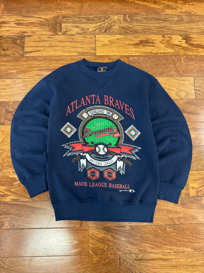 1992 Atlanta Braves Big Graphic Vintage MLB Crewneck (M)