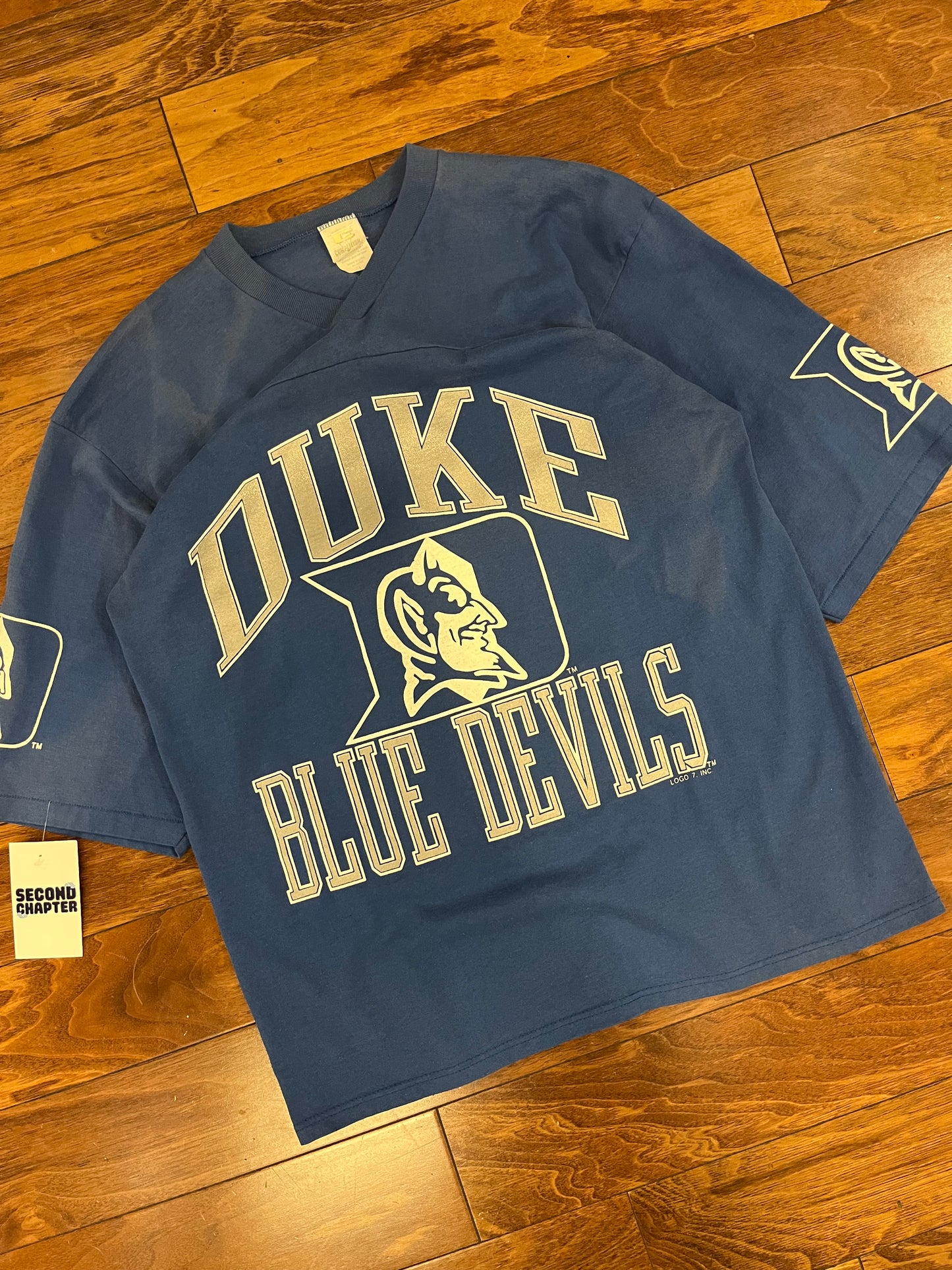 90s Duke University Faded V Neck Tee (L)