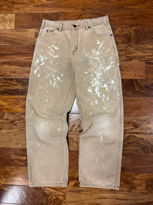 00s Dickies Tan Paint Splatter Pants (32 x 30)