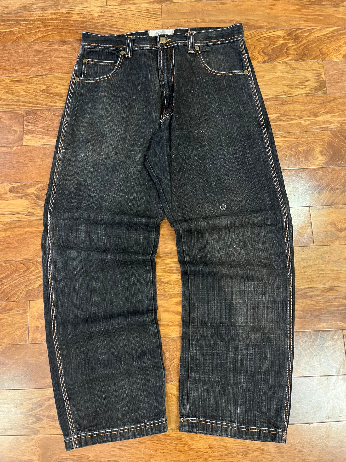00s RK Denim Black Stitched Pocket Jeans (36x32)
