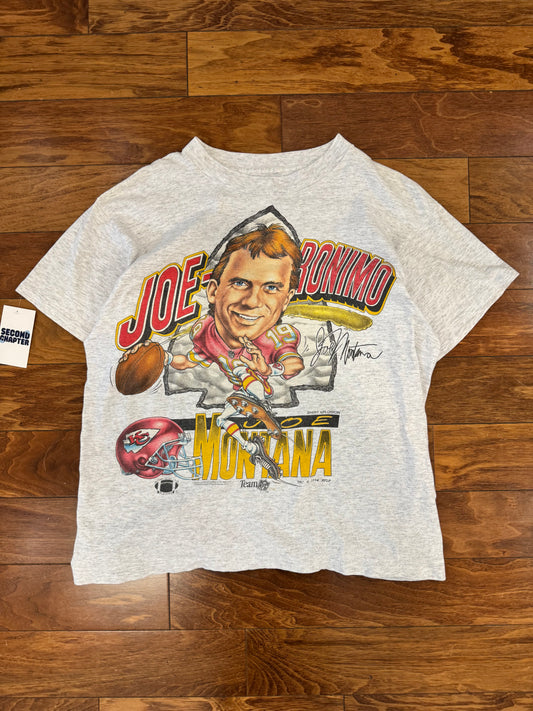 1994 Joe Montana "Joe-Ronimo" Kansas City Chiefs Vintage Caricature Tee (L)