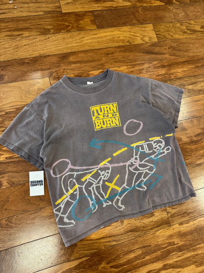 90s Turn & Burn Football Graphic Tee (L)