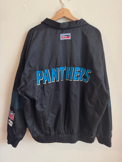 90s Carolina Panthers Logo Athletic Pro Line Striped Windbreaker (XL)