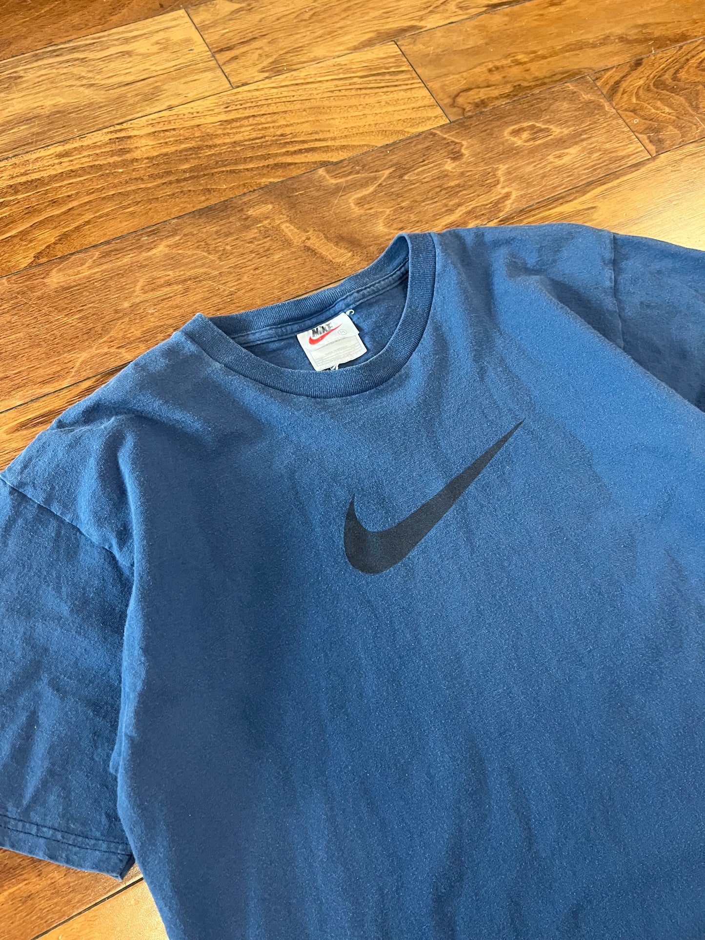 90s Nike Big Swoosh Navy Tee (M)