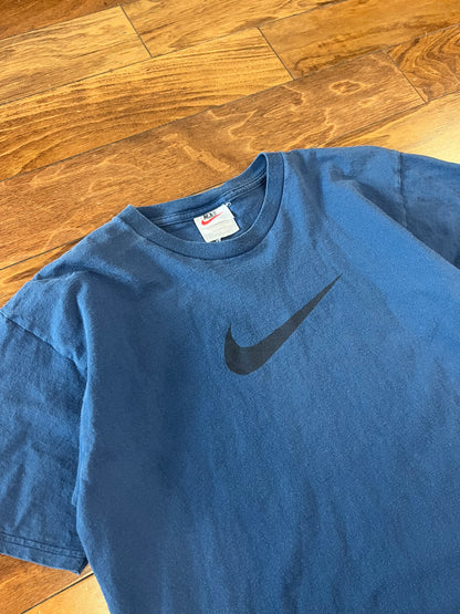 90s Nike Big Swoosh Navy Tee (M)