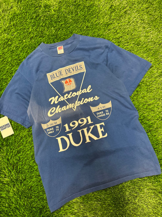 1991 Duke University Vintage NCAA Basketball Champions Faded Tee (L)