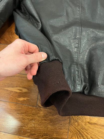 90s LL Bean A2 Aviator Bomber Leather Jacket (M)