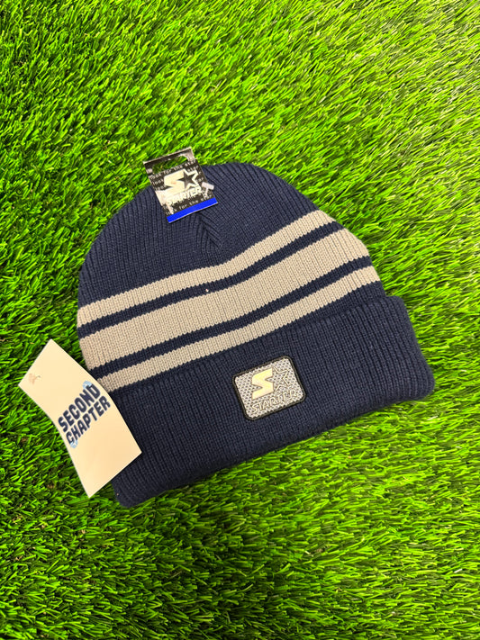 2004 Starter Navy Striped Cuffed Deadstock Beanie (OS)