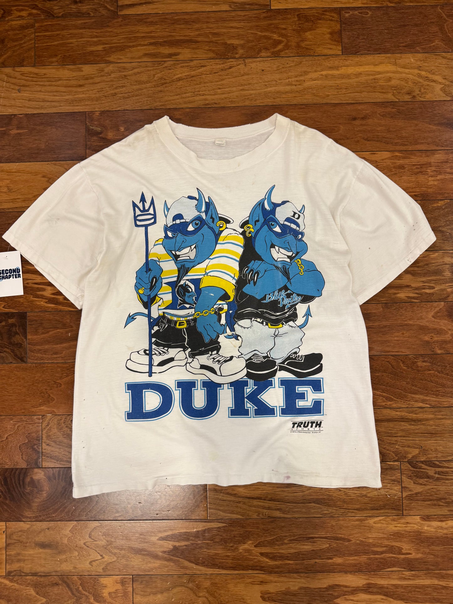 1993 Duke Blue Devils Cartoon Mascots Vintage Tee (XL)