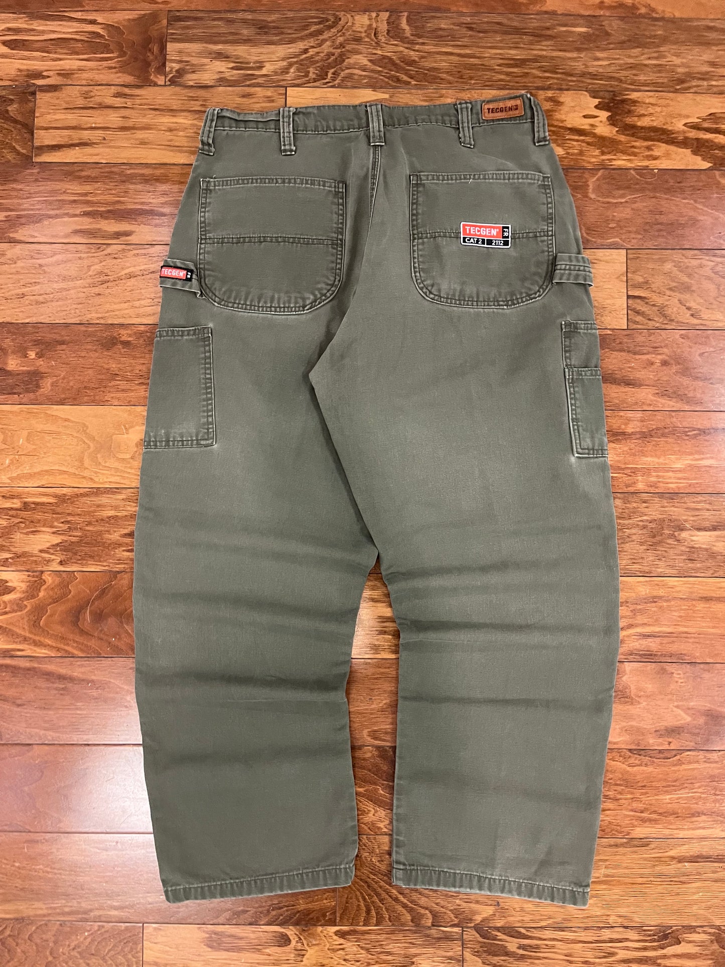 00s Techen Carpenter Baggy Military Green Pants (34 x 29)