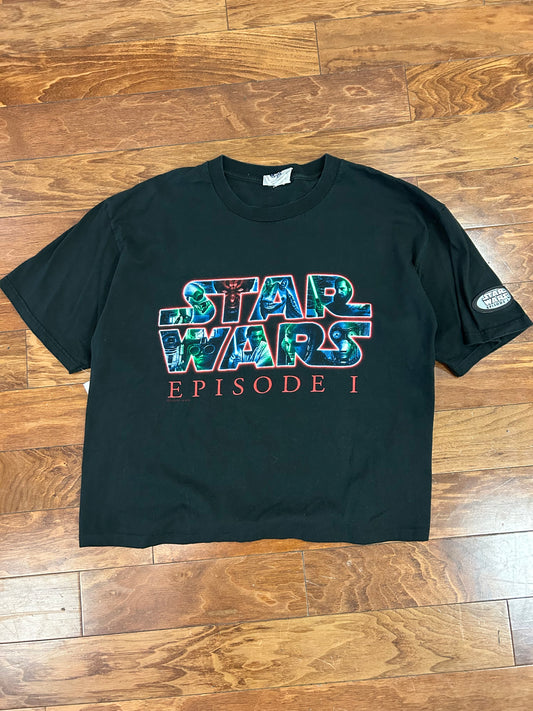 90s Star Wars Episode 1 Cropped Vintage Promo Tee (XL)