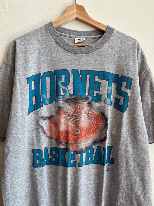 90s Charlotte Hornets NBA Starter Grey Tee (L)
