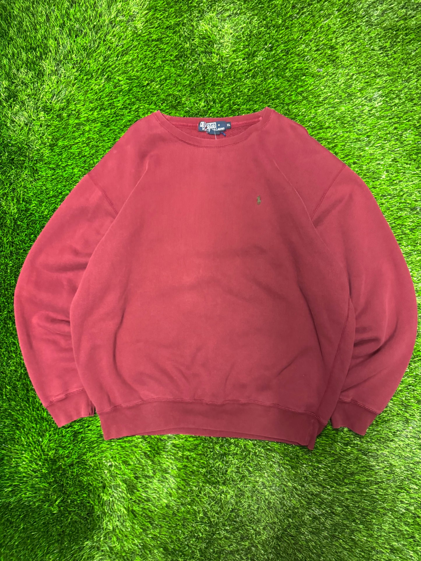 90s Polo Ralph Lauren Vintage Burgundy Crewneck (XL)