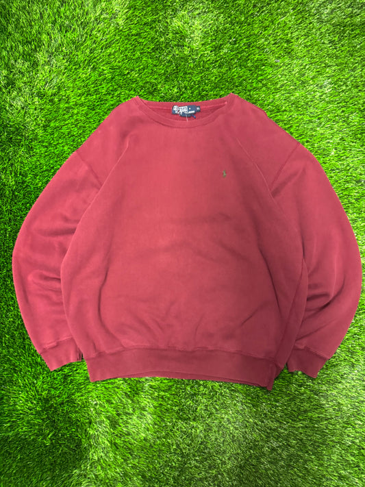 90s Polo Ralph Lauren Vintage Burgundy Crewneck (XL)