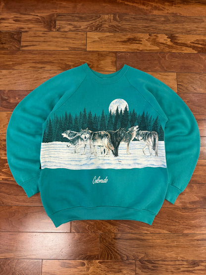 90s Wolves Wrap Around Nature Crewneck (XL)