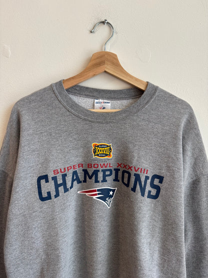 00s New England Patriots SB XXXVIII Grey Crewneck (XL)