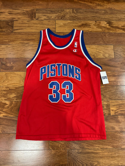 90s Detroit Pistons Grant Hill #33 Vintage Champion NBA Red Jersey (L)