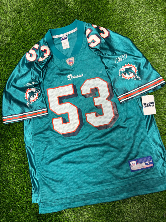 00s Miami Dolphins Bob Matheson #53 Vintage NFL Reebok Jersey (L)