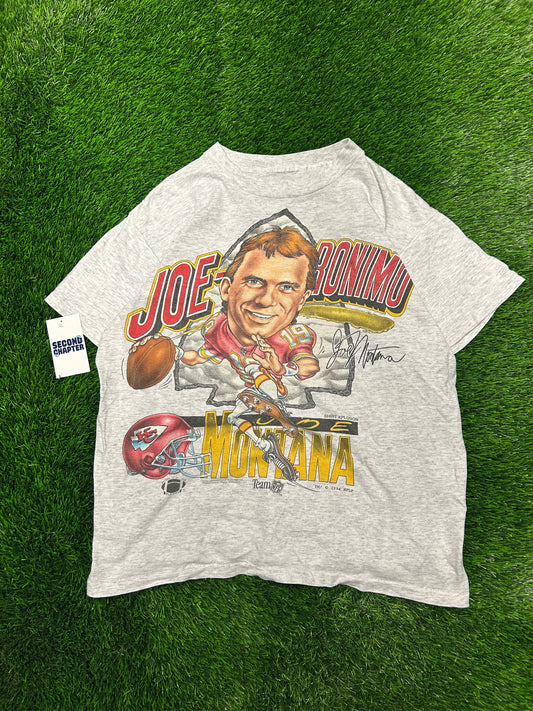 1994 Joe Montana "Joe-Ronimo" Kansas City Chiefs Vintage Caricature Tee (L)