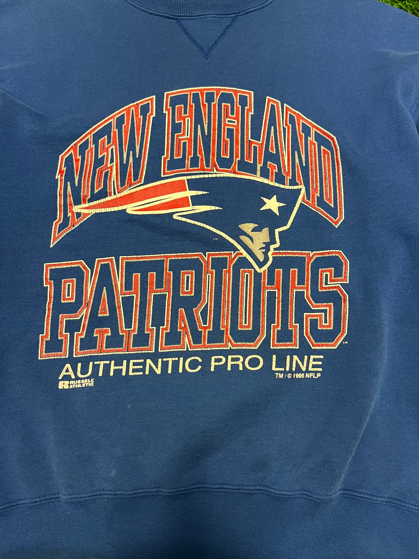 1995 New England Patriots Russell Blue Pro Line Crewneck (L)