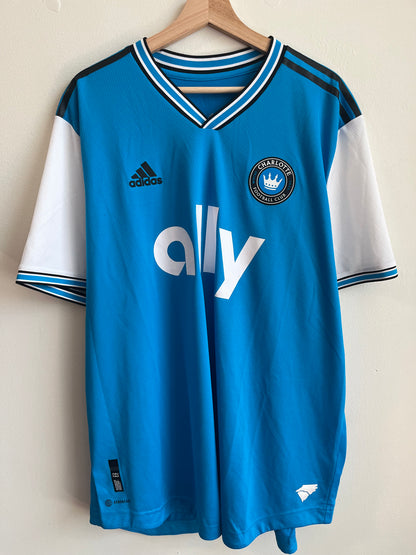 2023 Charlotte FC Adidas Ally Blue and White Soccer Jersey (XXL)