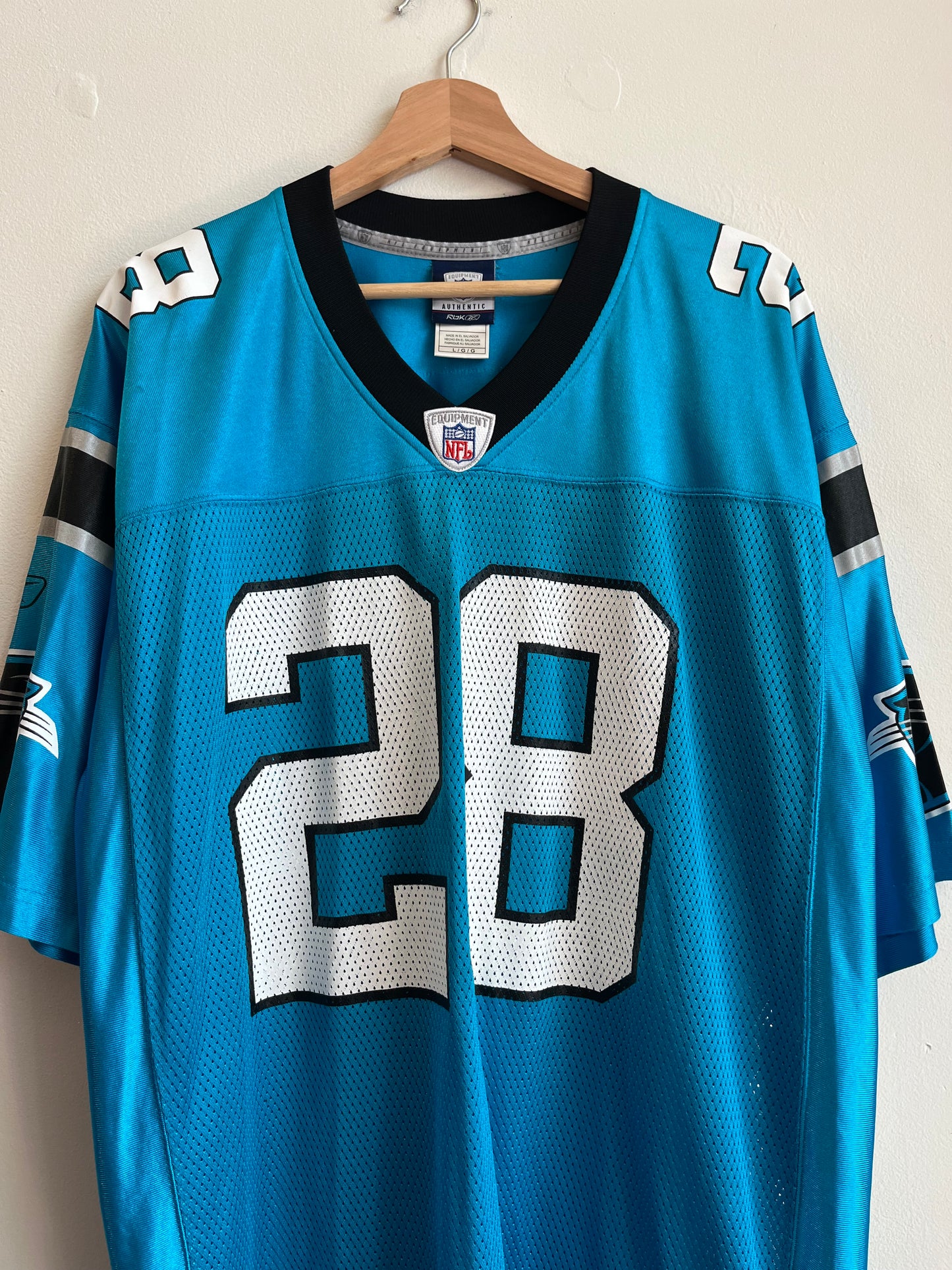 00s Carolina Panthers Jonathan Stewart Blue Reebok Jersey (L)