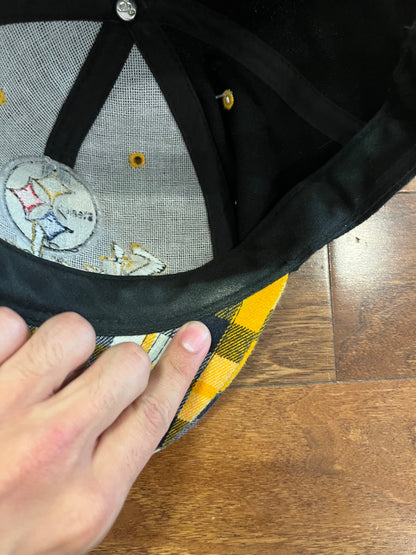 90s Pittsburgh Steelers Plaid Rare Script Hat (OS)