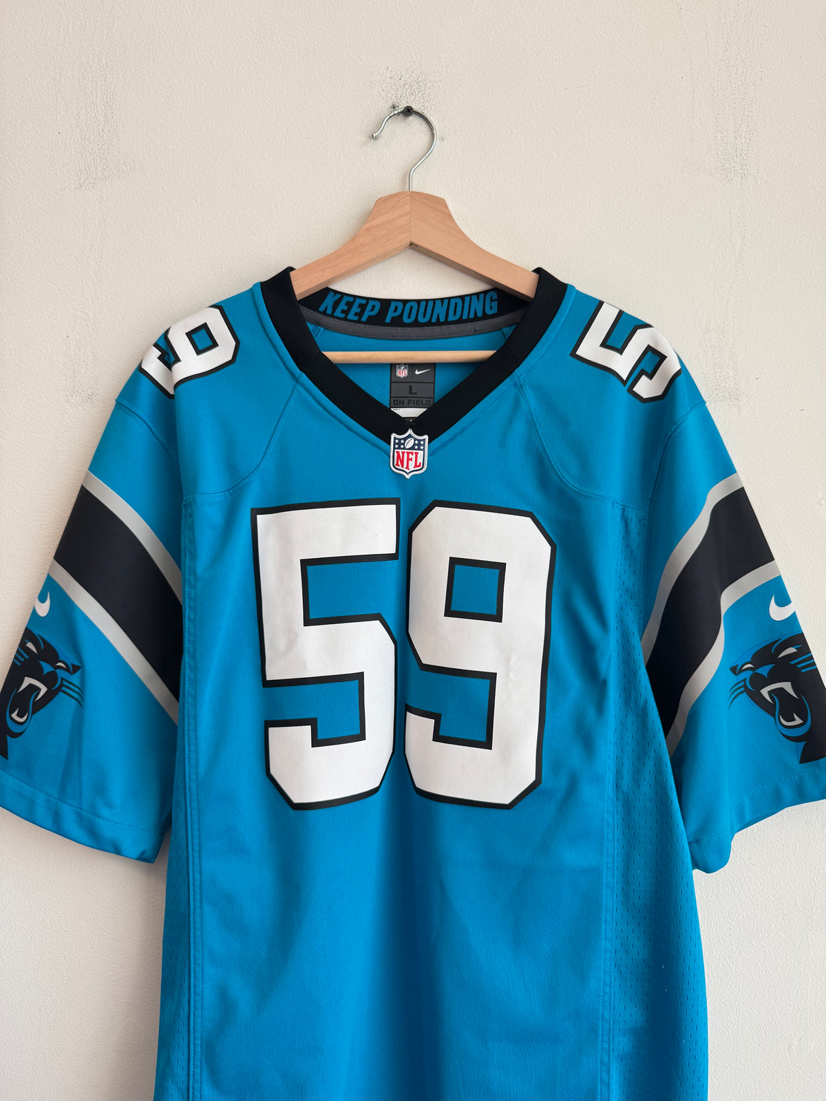 2016 Luke Kuechly Electric Blue Nike Jersey (L)