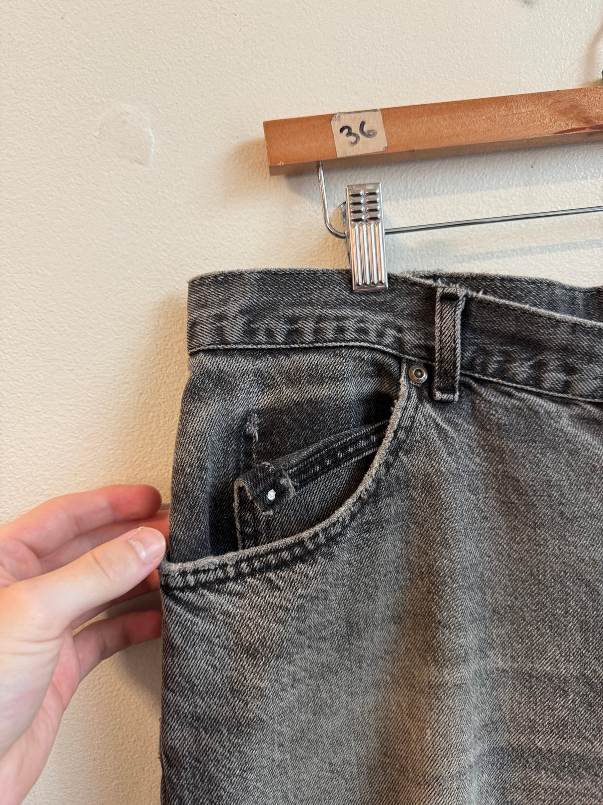 90s Lee Faded Black Distressed Shorts (36)