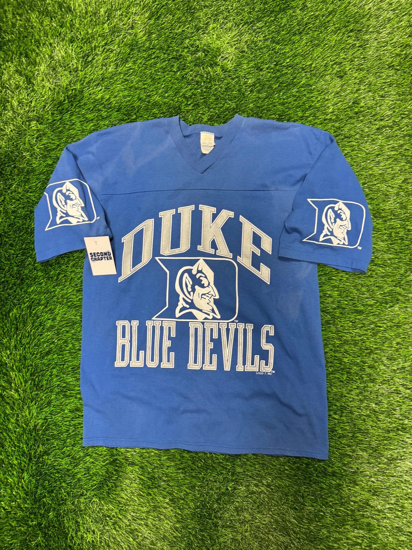 90s Duke University Faded V Neck Tee (L)