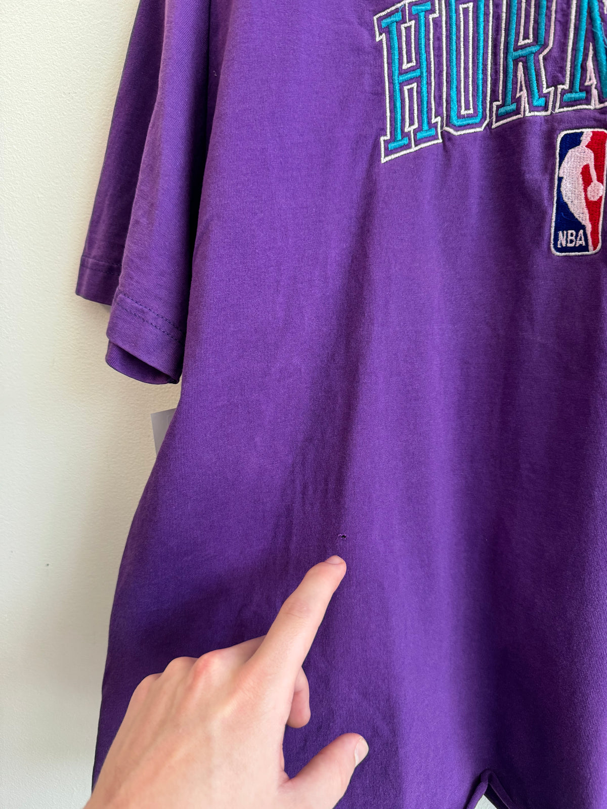 90s Charlotte Hornets Cropped Purple Pro Player Tee (XXL)