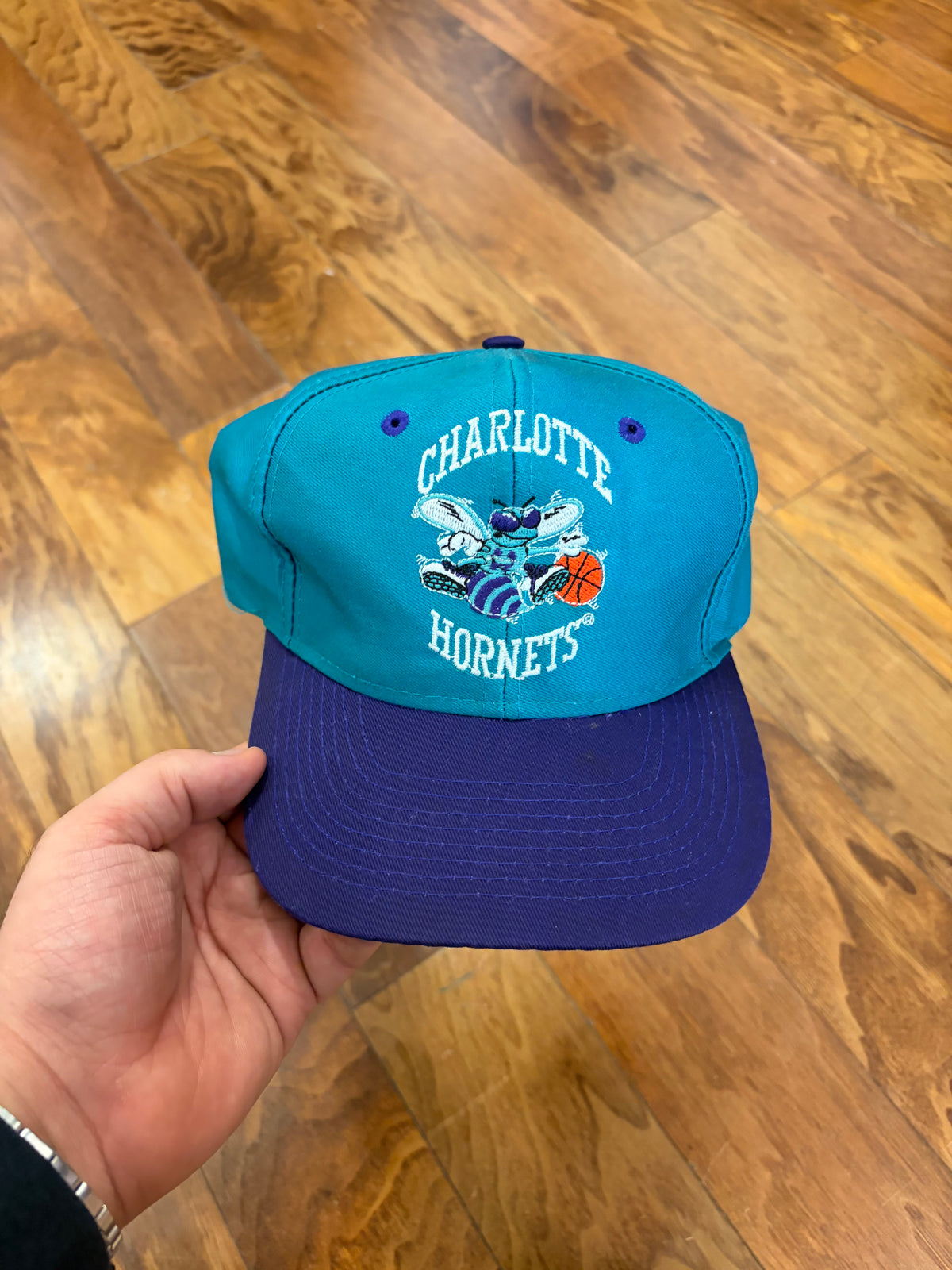 90s Charlotte Hornets Teal Two Tone Hat (OS)