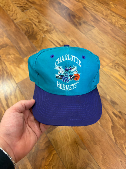 90s Charlotte Hornets Teal Two Tone Hat (OS)
