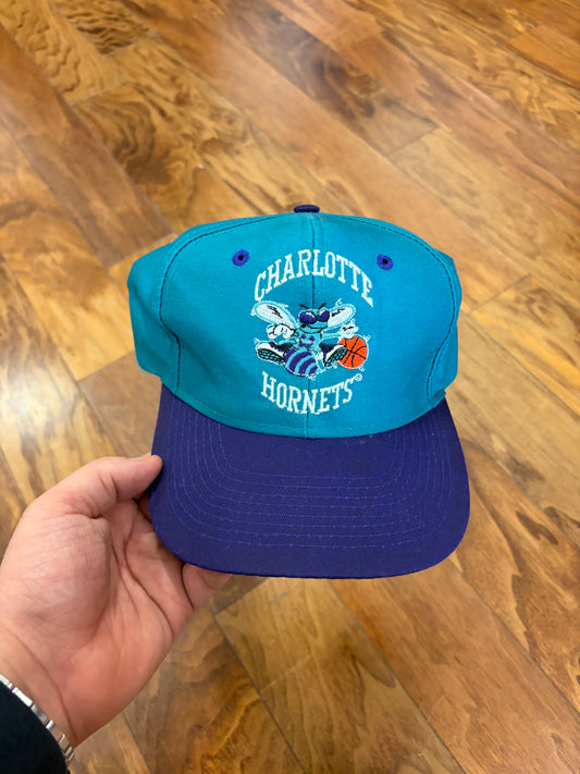 90s Charlotte Hornets Teal Two Tone Hat (OS)