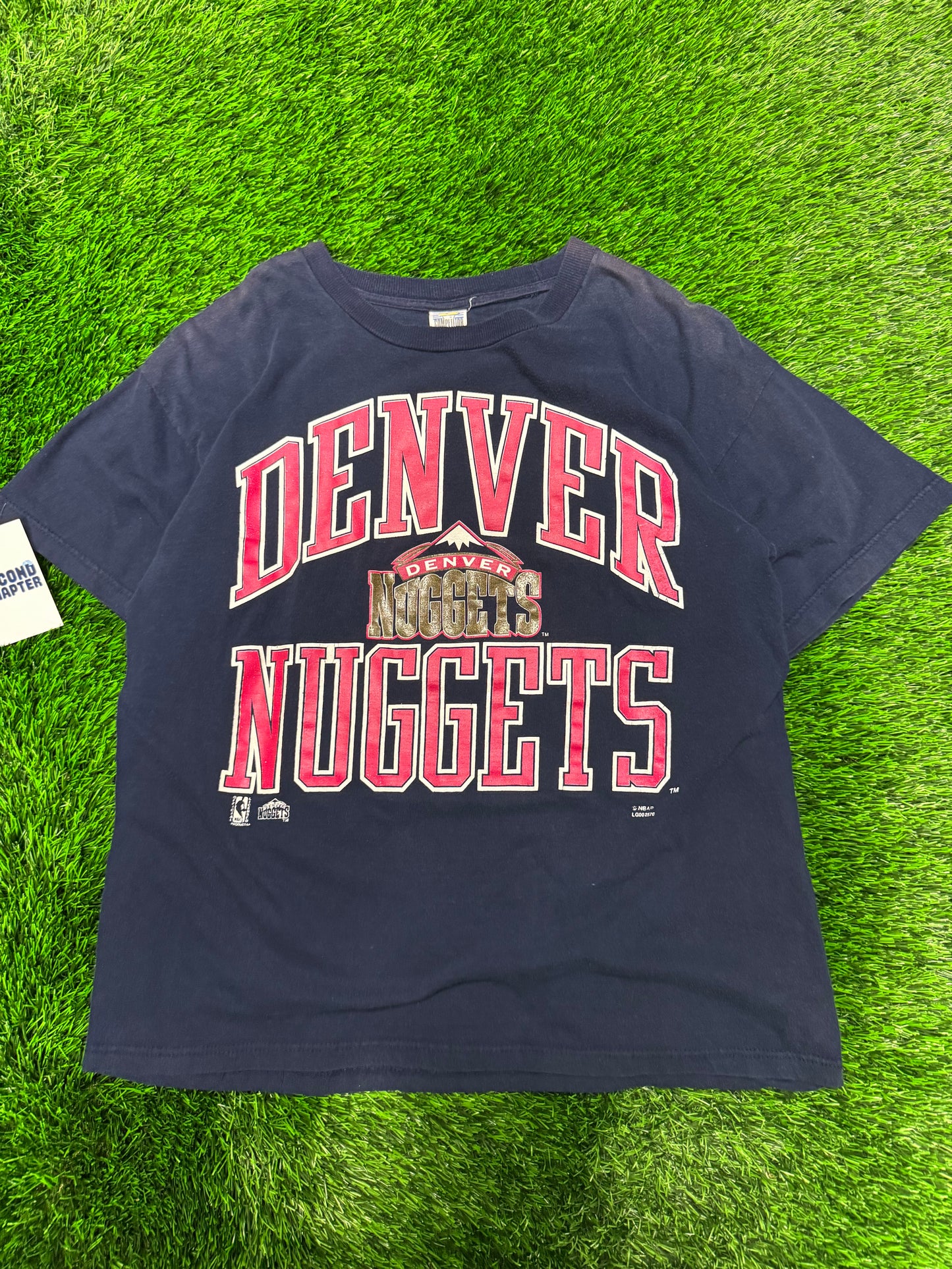 90s Denver Nuggets Vintage Spell Out Competitor Tee (L)