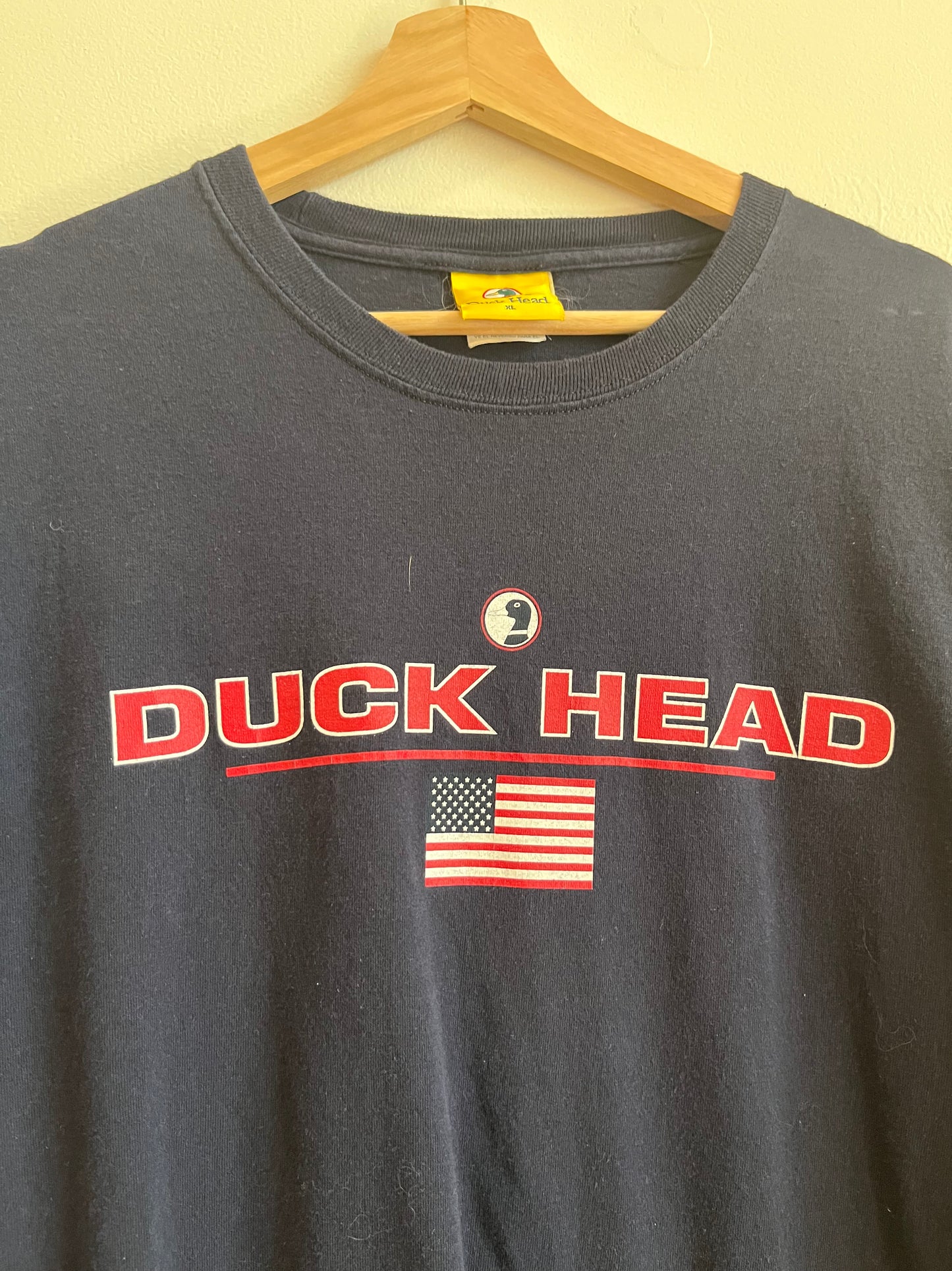 00s Duck Head Logo American Flag Navy Tee (XL)