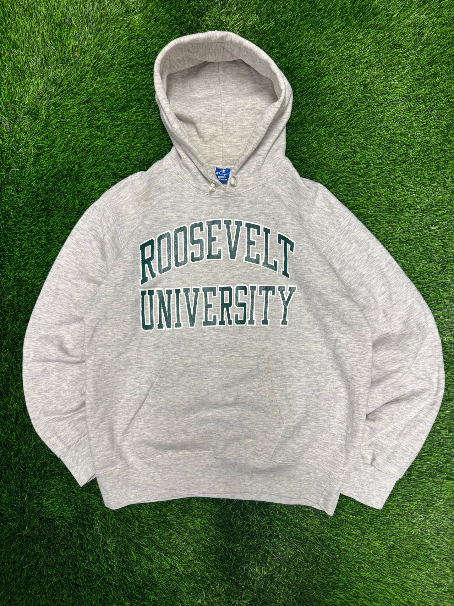 90s Roosevelt University Vintage Champion Spell Out Hoodie (XL)