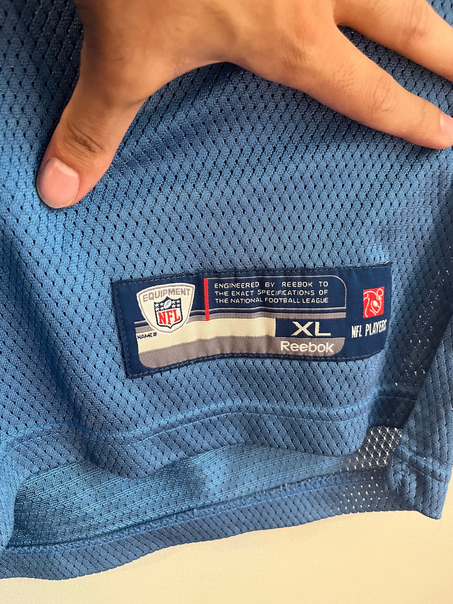 00s Detroit Lions Matthew Stafford Reebok Blue Jersey (XL)