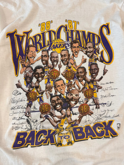 1988 LA Lakers Back To Back Caricature Tee (M)