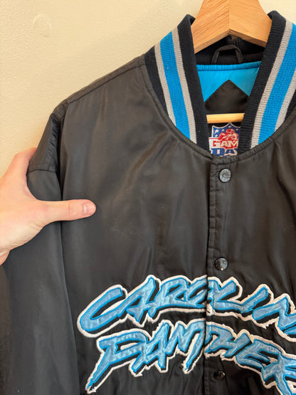 00s Carolina Panthers Cat Scratch Embroidered Game Day Jacket (M)
