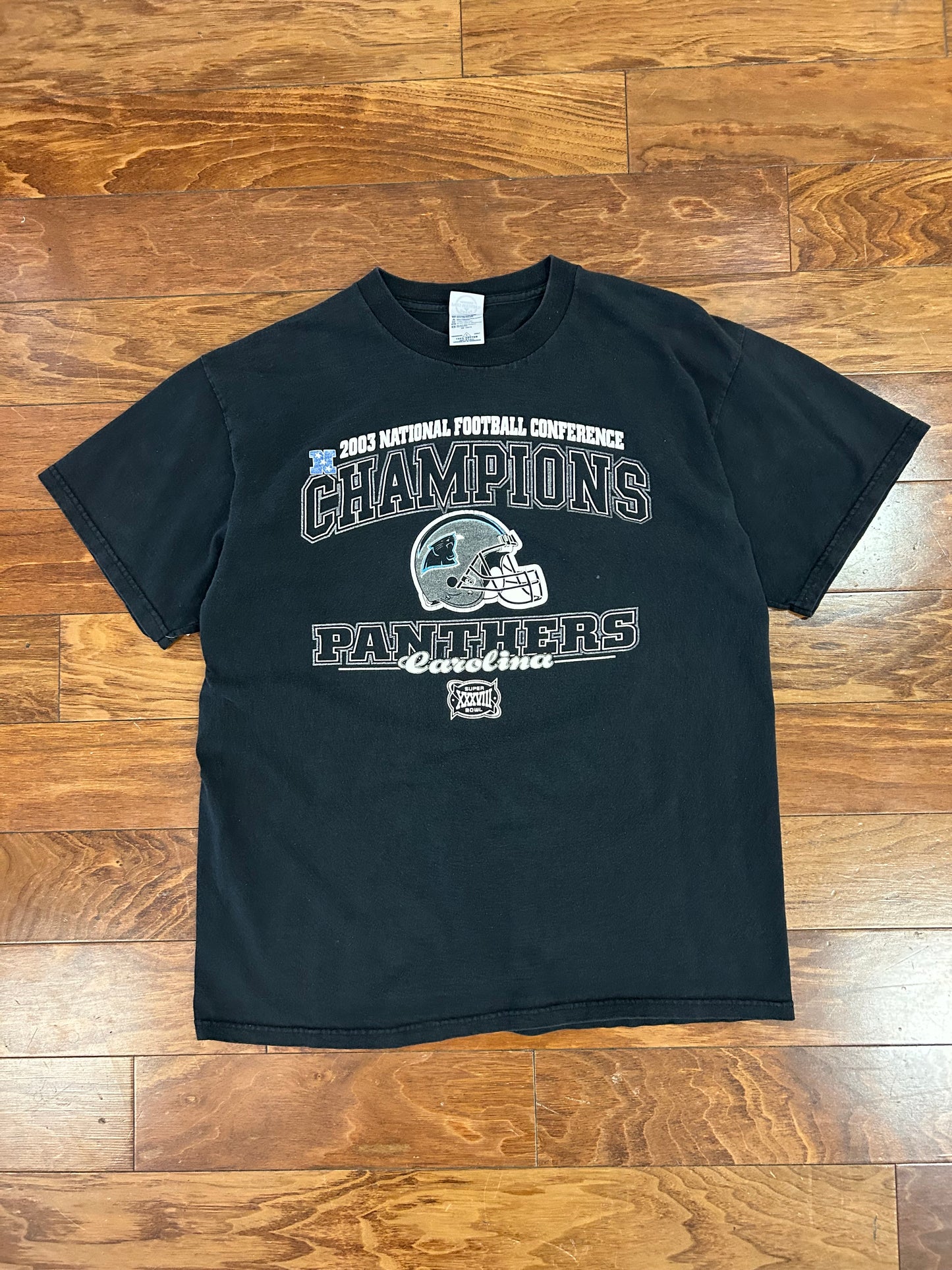 2003 Carolina Panthers Black Super Bowl Tee (L)