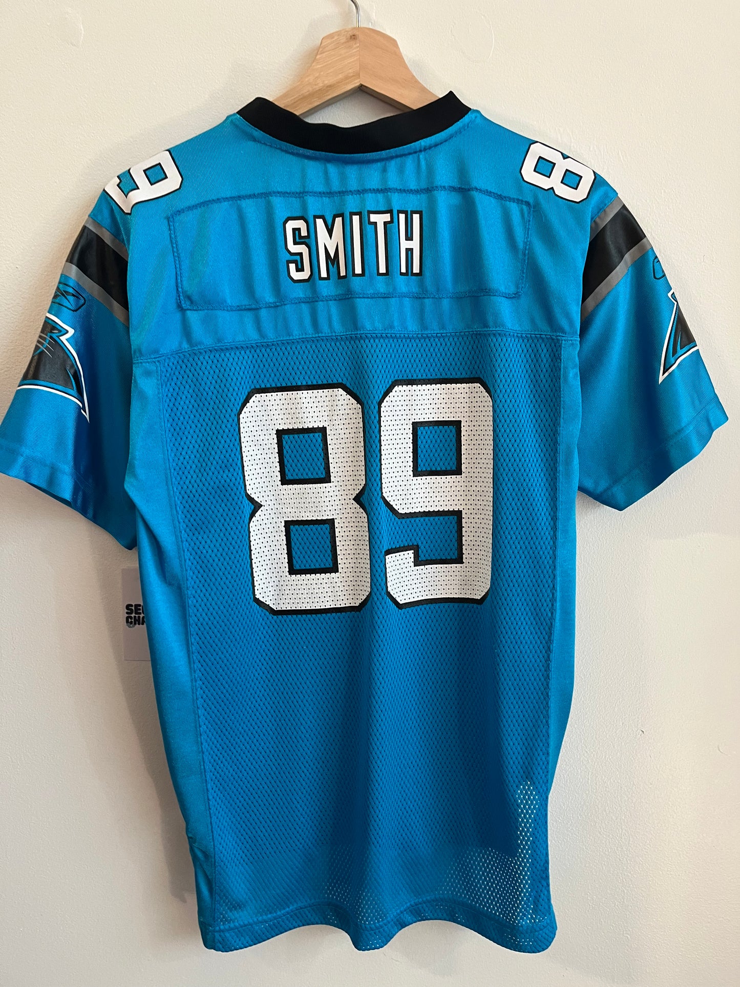 00s Carolina Panthers Steve Smith Blue Reebok Jersey (Youth L)