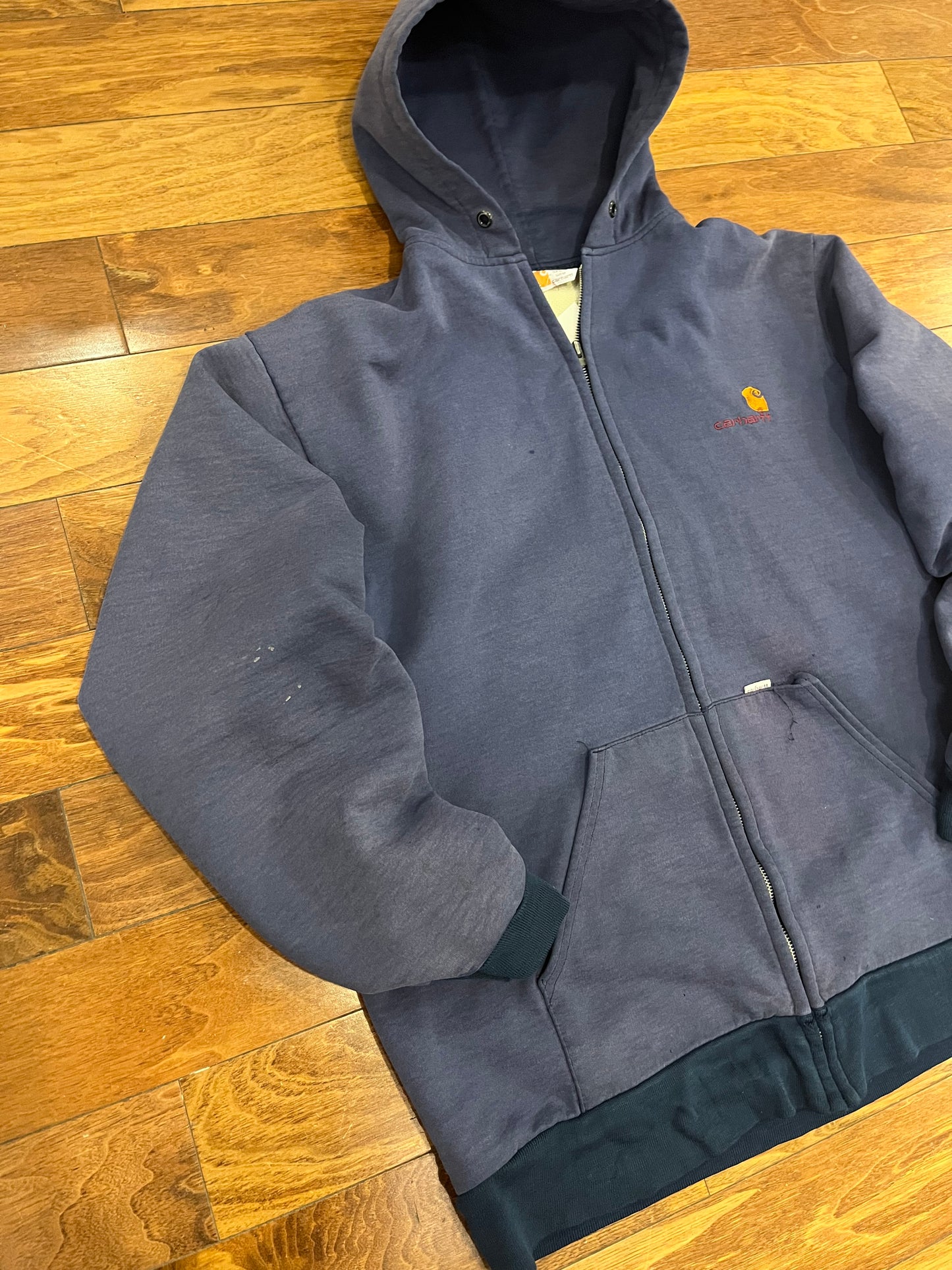 90s Carhartt Waffle Knit Vintage Faded Zip Up Hoodie (XXL)