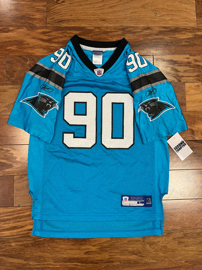00s Carolina Panthers Julius Peppers Blue Jersey (Youth L)
