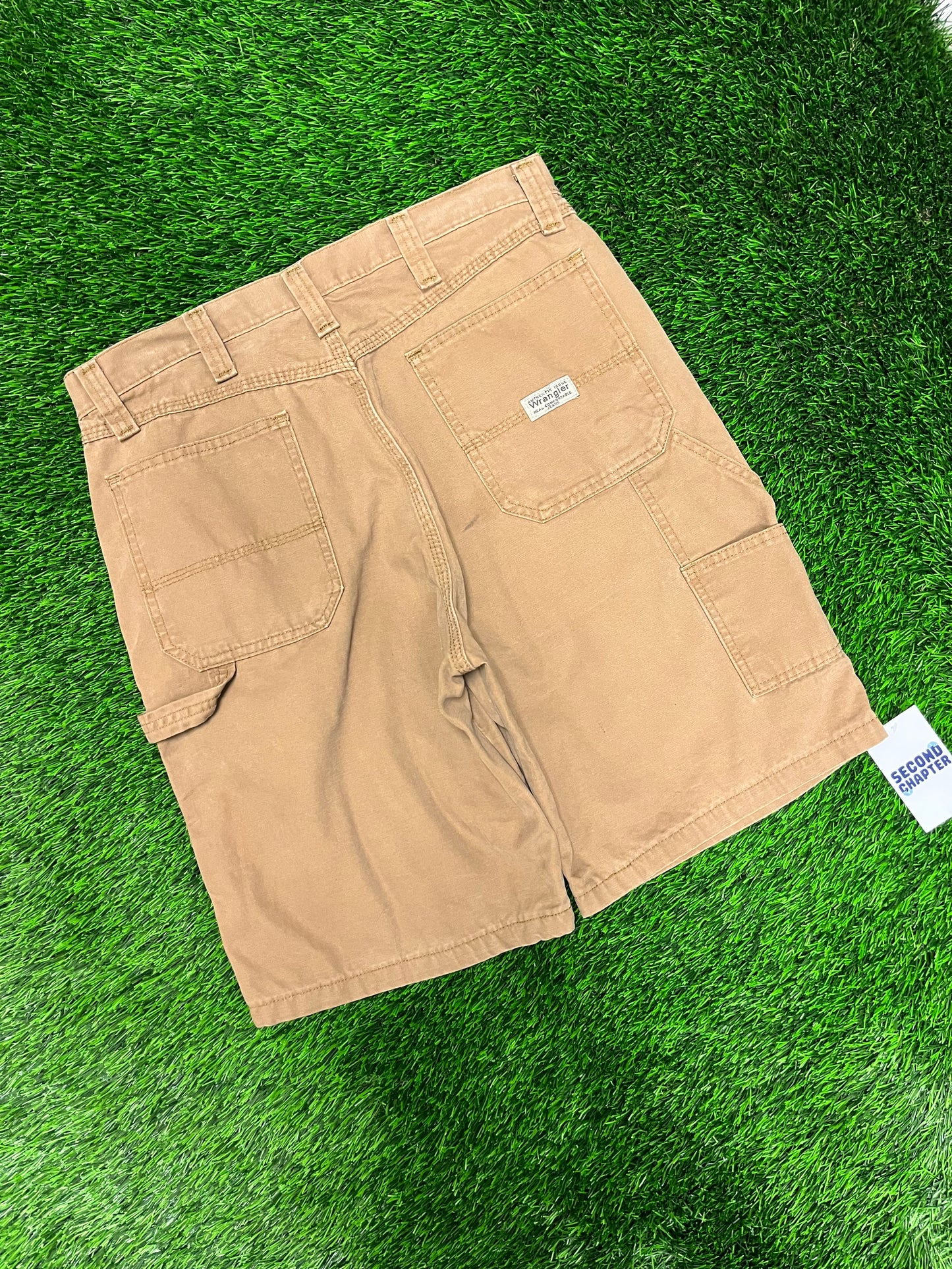00s Wrangler Tan Workwear Carpenter Shorts (34)