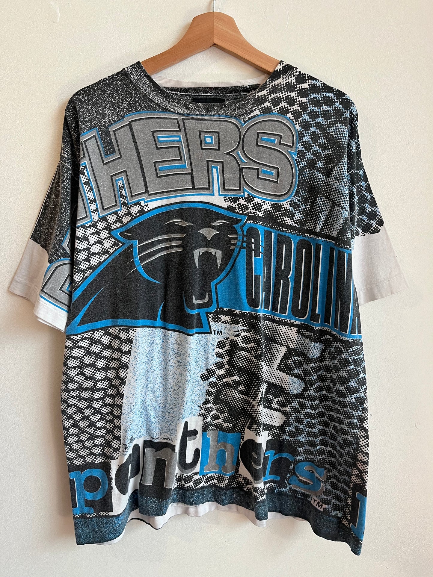 1993 Carolina Panthers Magic Johnson T’s AOP Tee (XL)